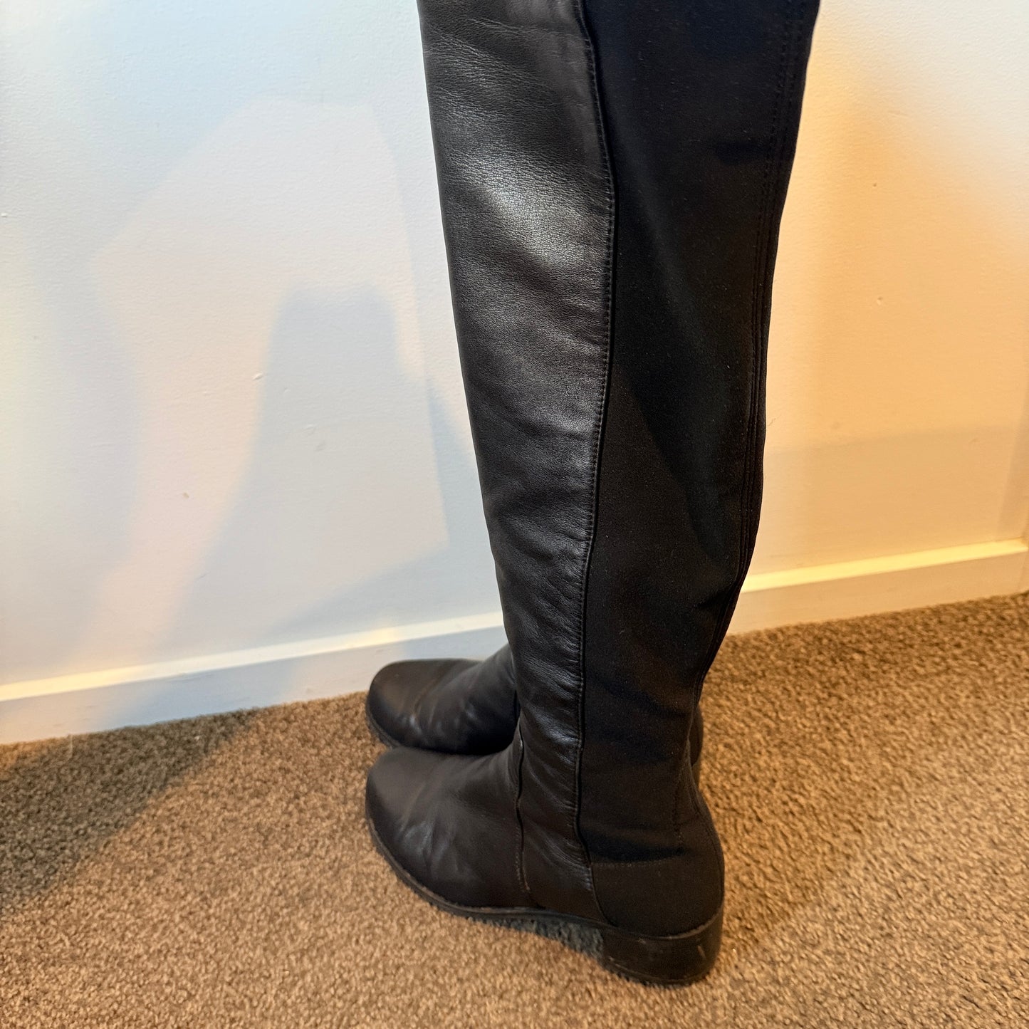 Stuart Weitzman Black Leather Over-the-Knee Boots – Size 36