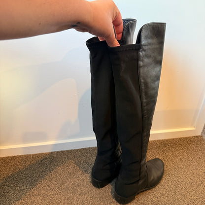 Stuart Weitzman Black Leather Over-the-Knee Boots – Size 36