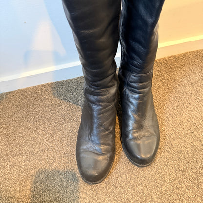 Stuart Weitzman Black Leather Over-the-Knee Boots – Size 36