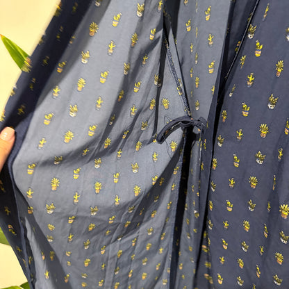 Loveable Size S Navy Blue Patterned Robe (missing waist tie)