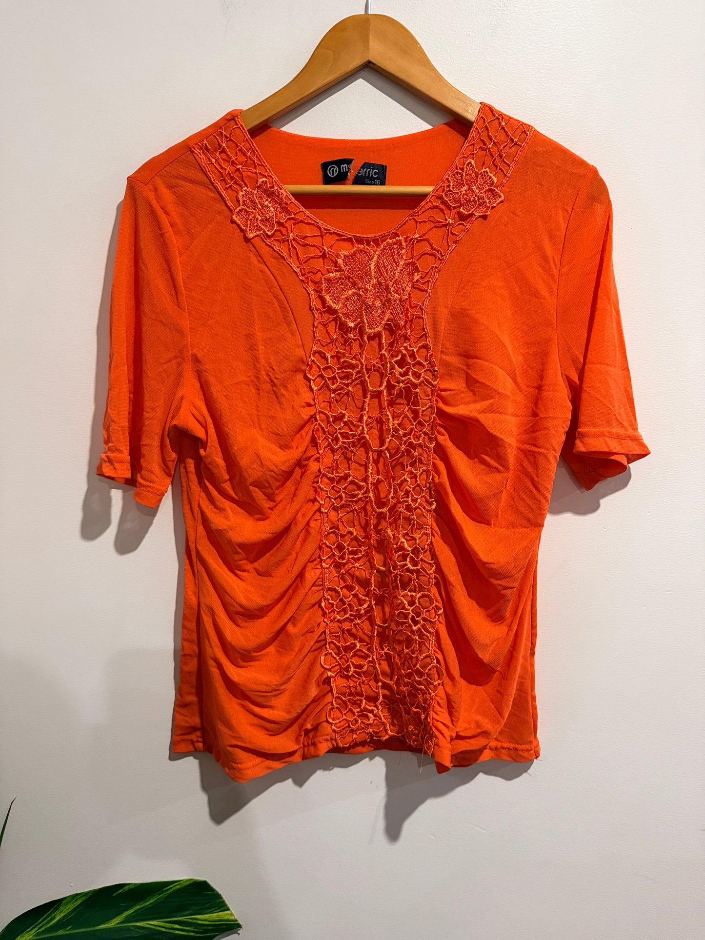 Merric Orange Lace Detail Top – Size 16