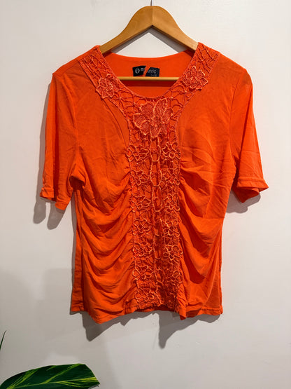 Merric Orange Lace Detail Top – Size 16