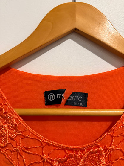 Merric Orange Lace Detail Top – Size 16