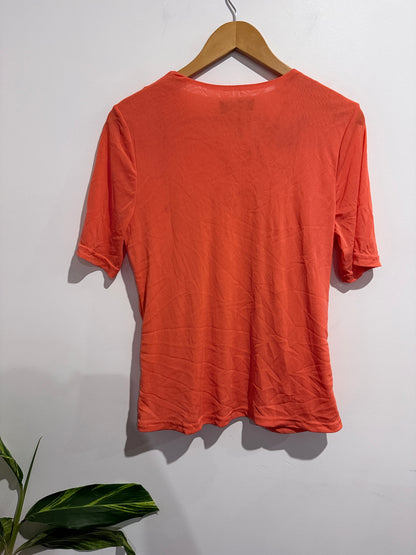 Merric Orange Lace Detail Top – Size 16