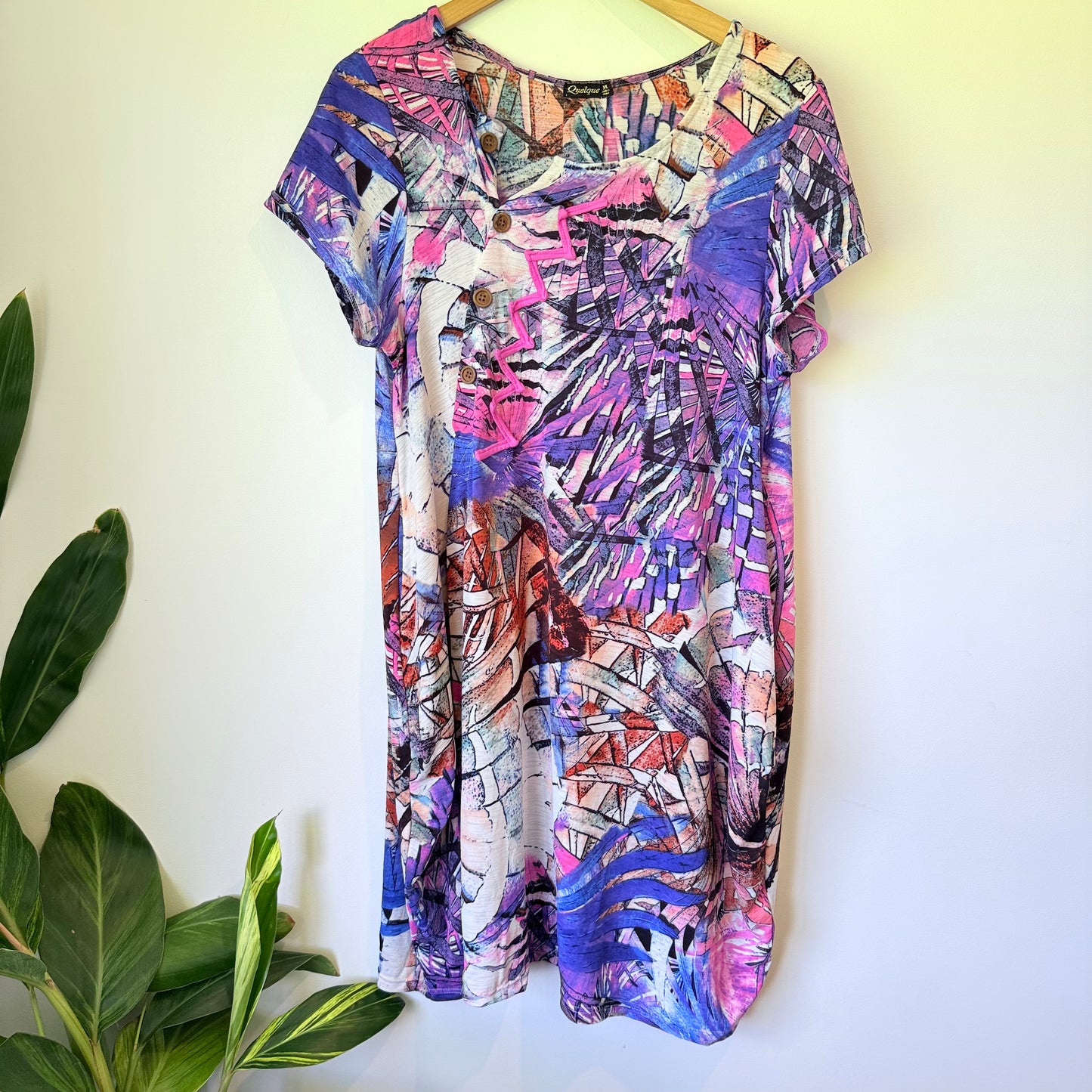 Quelque Size 14 Colorful Abstract Tunic Dress