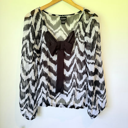 Cotton Express Size L Chevron Sheer Blouse