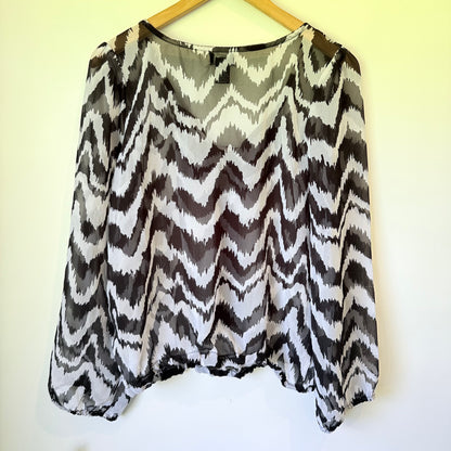 Cotton Express Size L Chevron Sheer Blouse