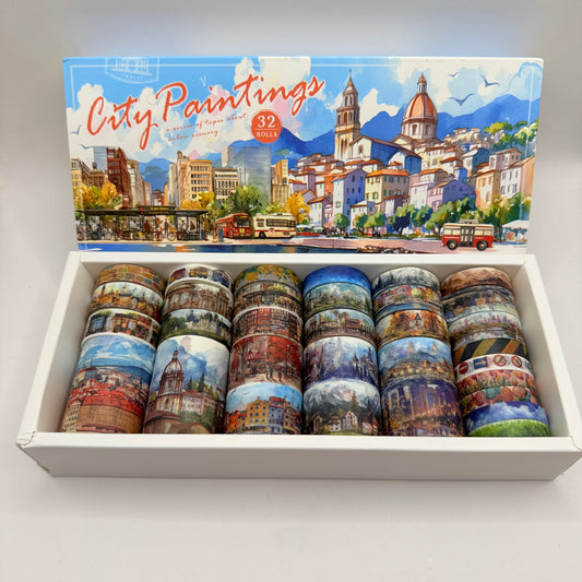 City Paintings Washi Tape Set 32 Rolls Boxed