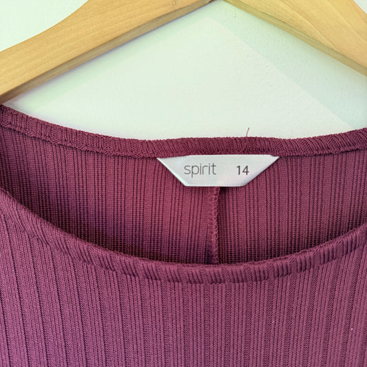 Spirit Size 14 Ribbed Long-Sleeve Mini Dress