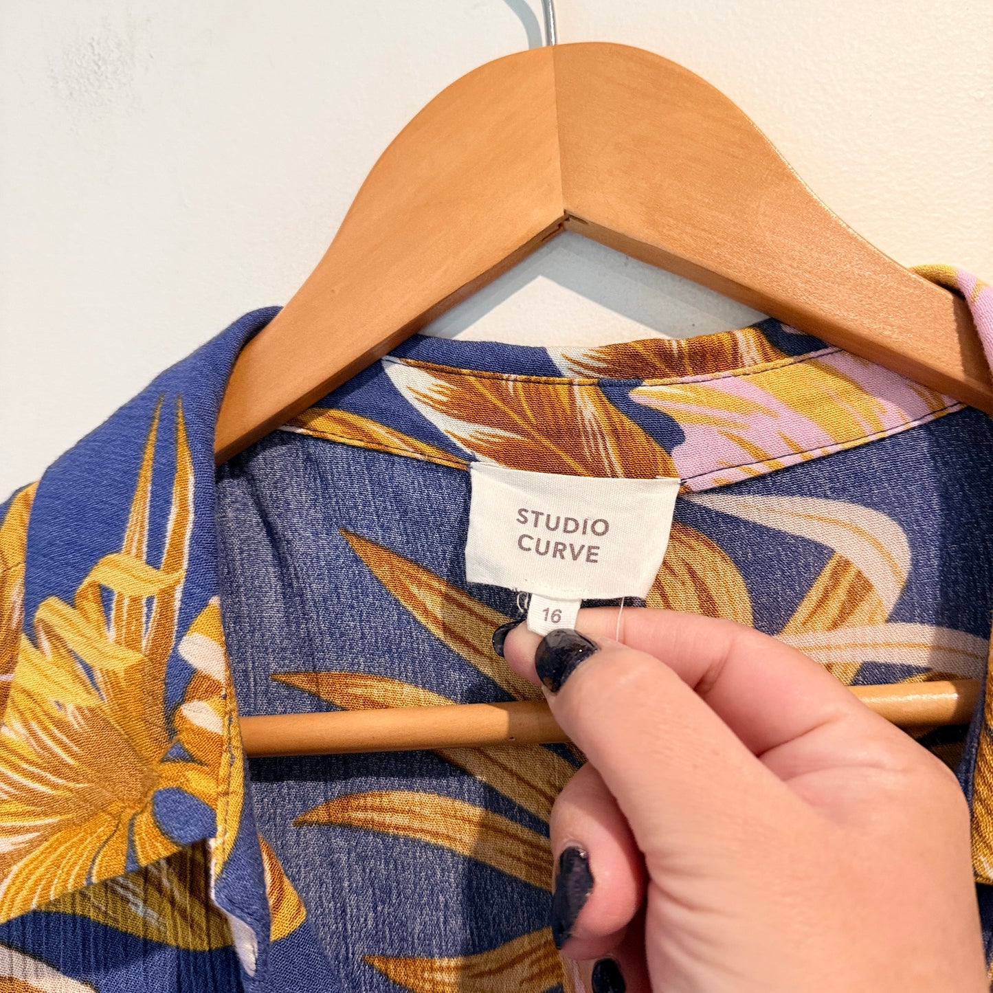 Studio Curve Size 10 Tropical Floral Print Shirt Dress