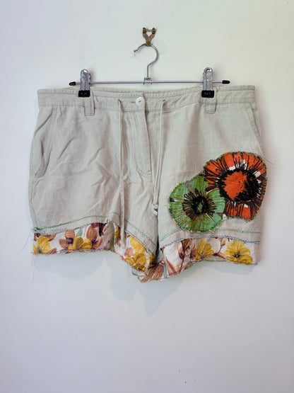Next Petite Size 12 Floral Linen Blend Shorts