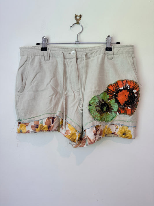 Next Petite Size 12 Floral Linen Blend Shorts