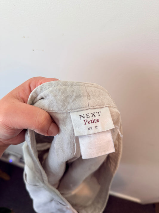 Next Petite Size 12 Floral Linen Blend Shorts