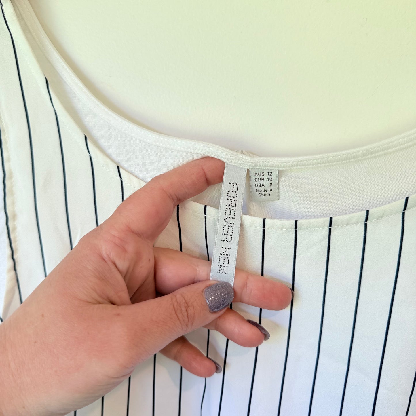 Forever New Size 8 Black & White Striped Tie Front Tank Top