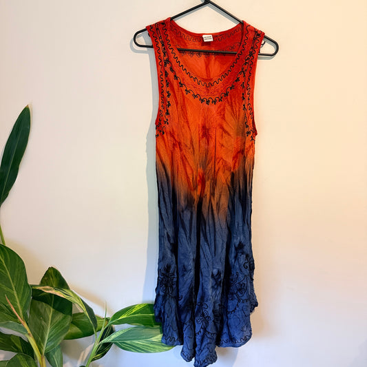 100% Rayon OSFM Sleeveless Tie-Dye Dress