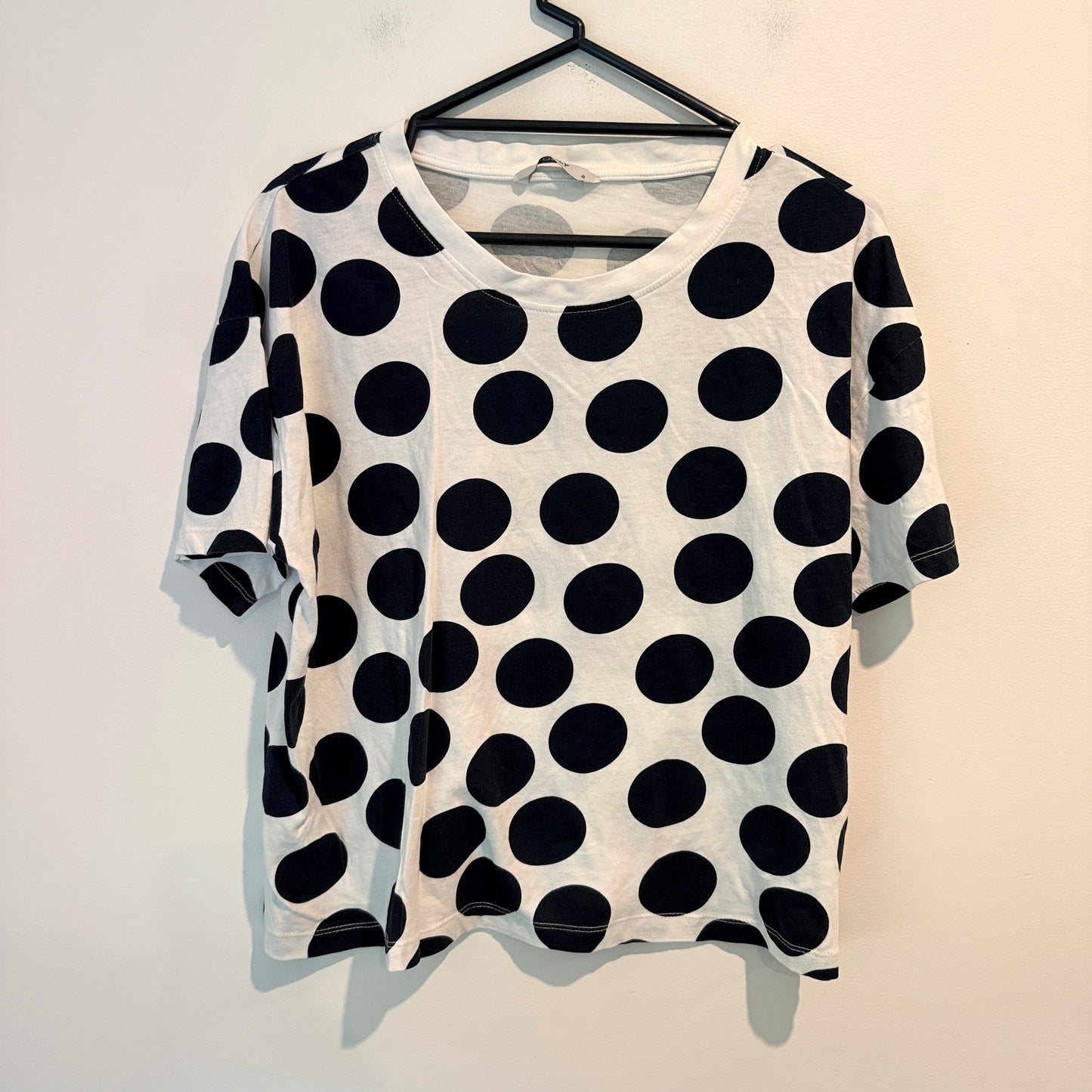 Only Size M Black and White Polka Dot T-Shirt