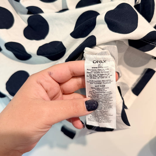Only Size M Black and White Polka Dot T-Shirt