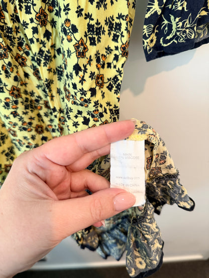 Emerge Size 8 Yellow Floral Print Mini Dress