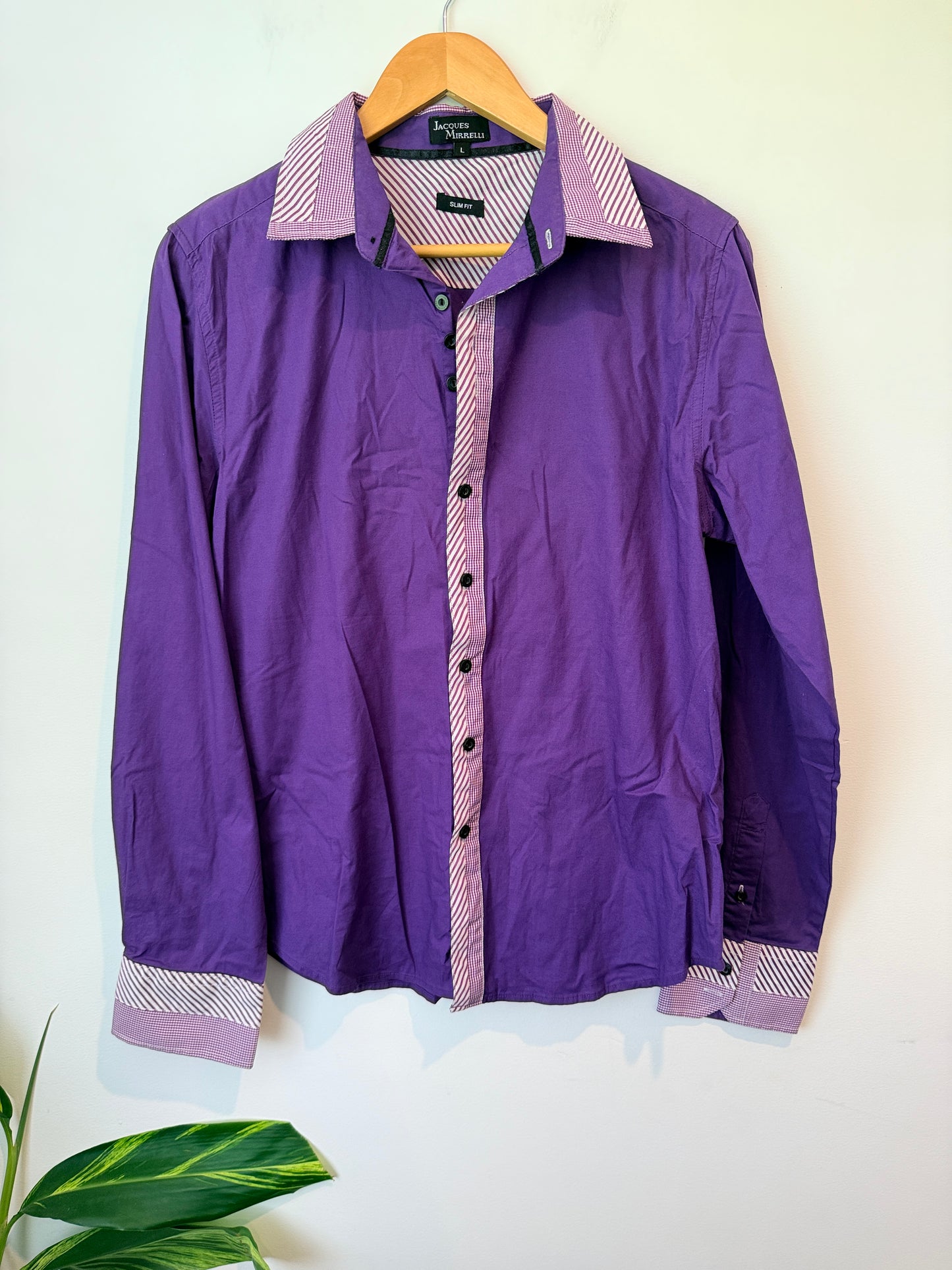 Jacques Mirrelli Size L Purple Dress Shirt