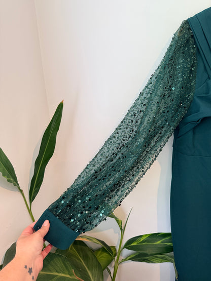 Faeriesty Size 2XL Sequin Long-Sleeve Evening Dress