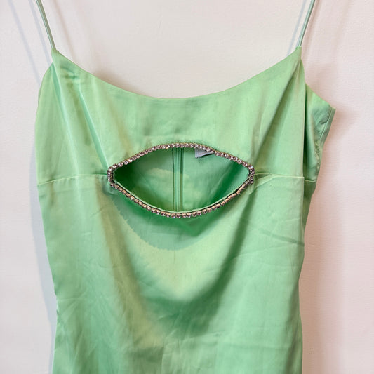 OH POLLY Dress - Neon Green Rhinestone Cutout - Size 6