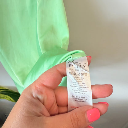 OH POLLY Dress - Neon Green Rhinestone Cutout - Size 6