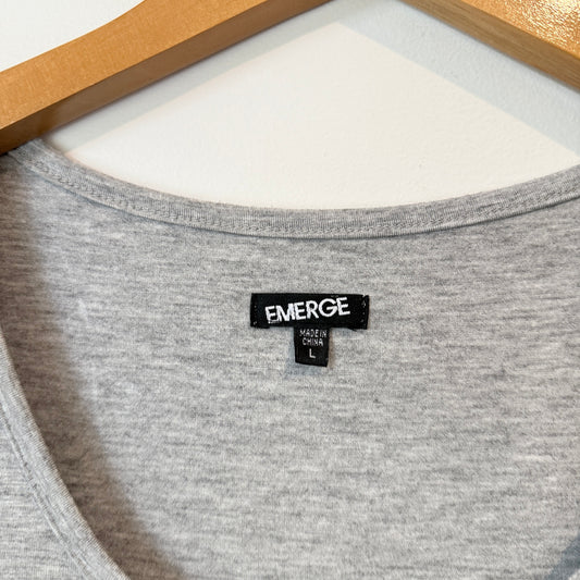 EMERGE Dress - Grey Frill Hem - Size L