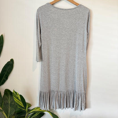 EMERGE Dress - Grey Frill Hem - Size L