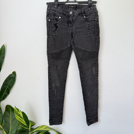 ninesix ny 96  Washed Black Biker Jeans - 72cm Waist