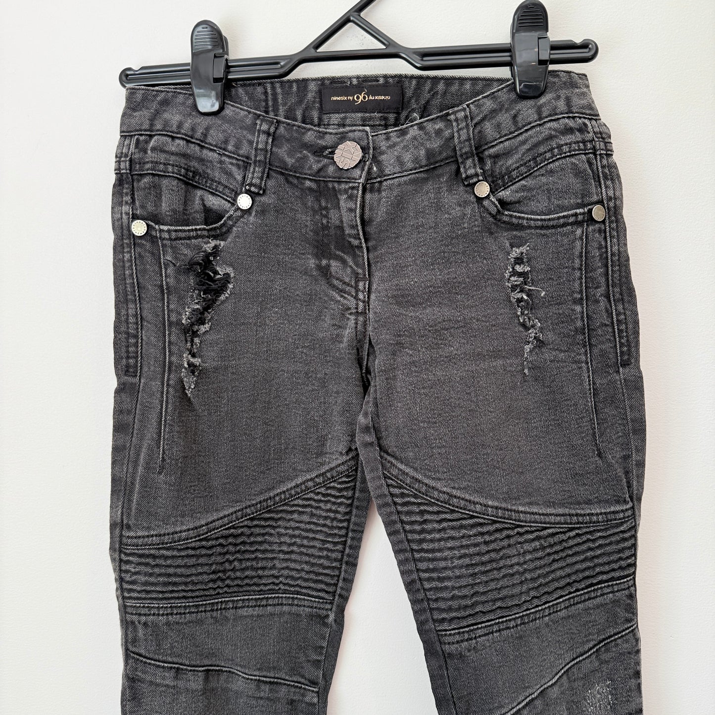 ninesix ny 96  Washed Black Biker Jeans - 72cm Waist