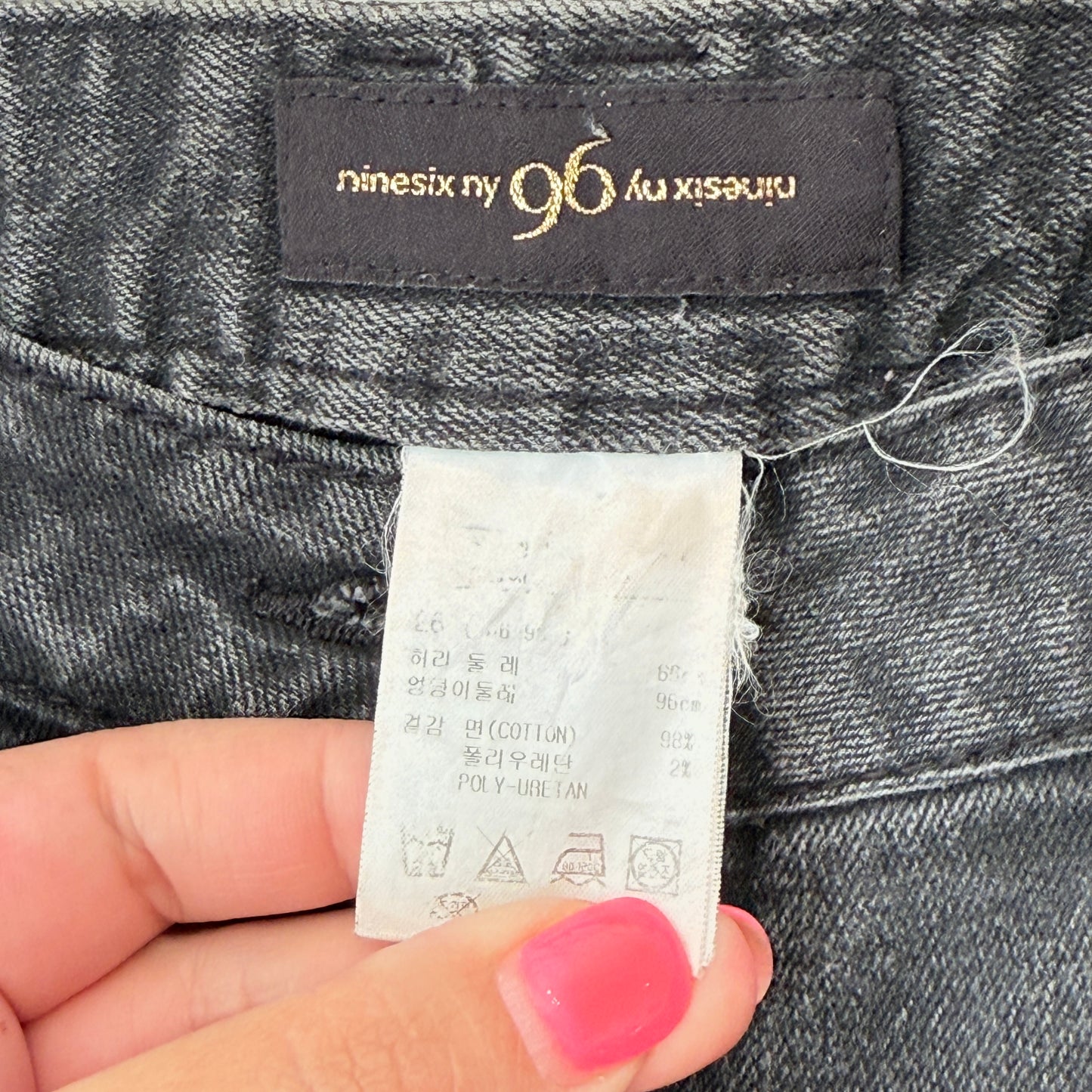 ninesix ny 96  Washed Black Biker Jeans - 72cm Waist