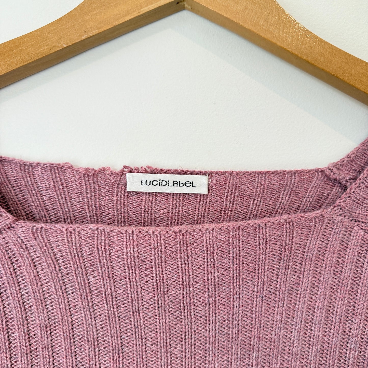 LUCID LABEL Top - Pink Ribbed Knit Long Sleeve - Size SMALL