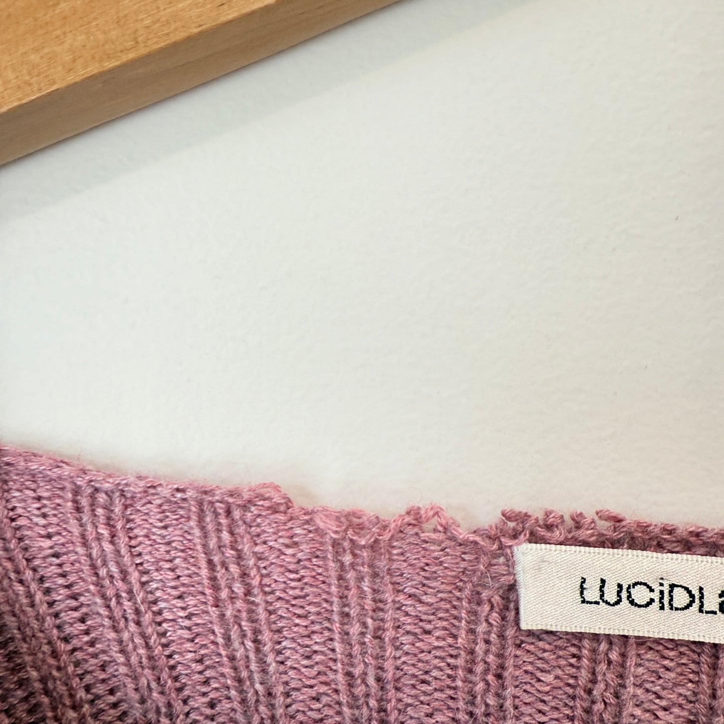 LUCID LABEL Top - Pink Ribbed Knit Long Sleeve - Size SMALL