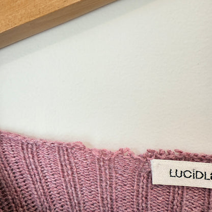 LUCID LABEL Top - Pink Ribbed Knit Long Sleeve - Size SMALL