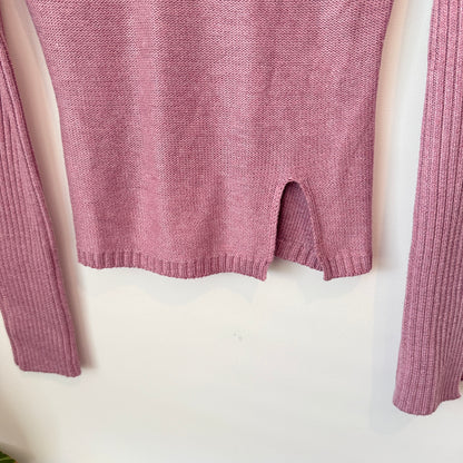 LUCID LABEL Top - Pink Ribbed Knit Long Sleeve - Size SMALL