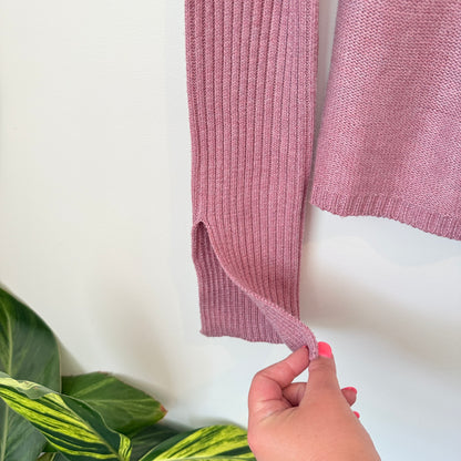 LUCID LABEL Top - Pink Ribbed Knit Long Sleeve - Size SMALL