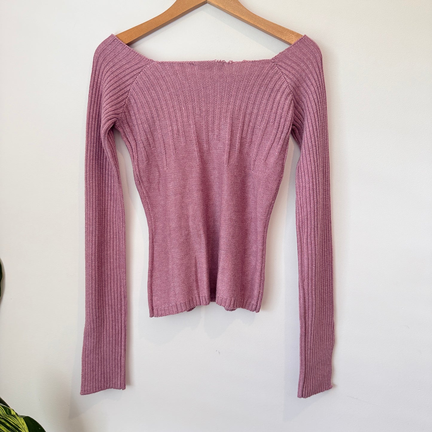 LUCID LABEL Top - Pink Ribbed Knit Long Sleeve - Size SMALL