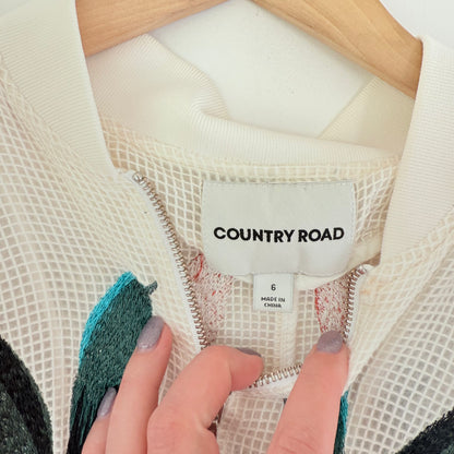 Country Road Size 6 White Floral Full-Zip Jacket