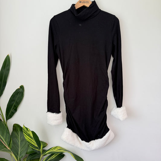 SHEIN Dress - Black Turtleneck Faux Fur Trim - Size L