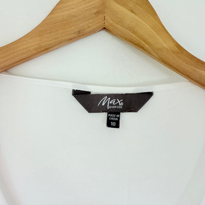 Max Size 11 White Sleeveless Top – Pleated Peplum Hem