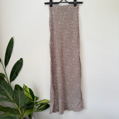 COTTON:ON Skirt Brown White Wave Print Maxi - Size XXS