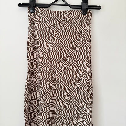 COTTON:ON Skirt Brown White Wave Print Maxi - Size XXS