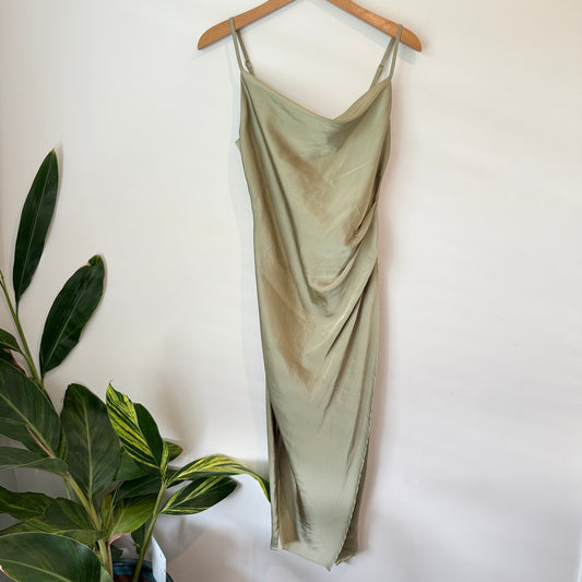 PAGANI Dress Sage Green Satin Slip - Size 6