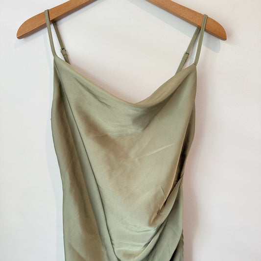 PAGANI Dress Sage Green Satin Slip - Size 6