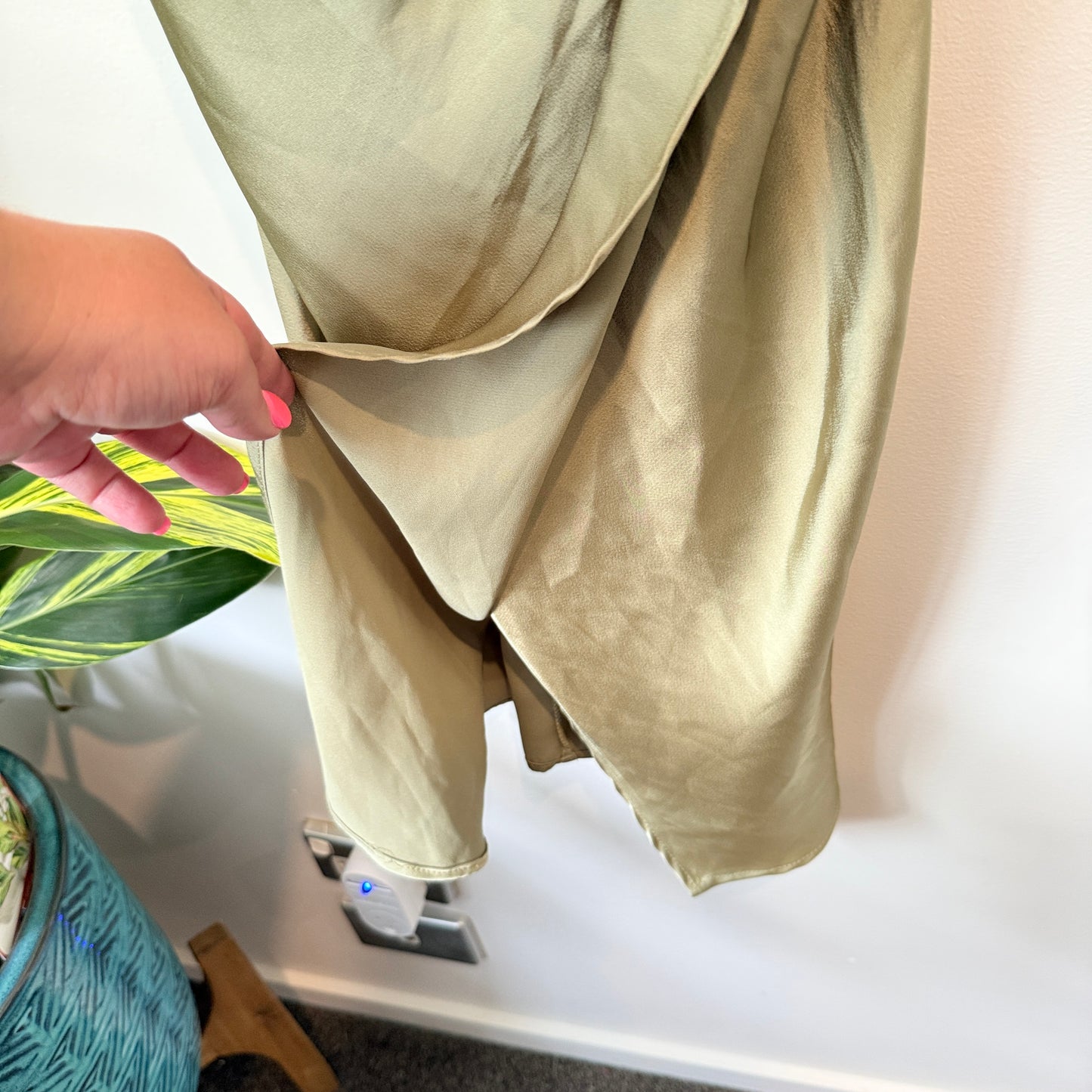 PAGANI Dress Sage Green Satin Slip - Size 6