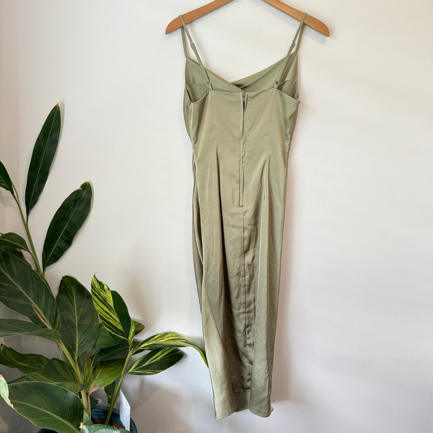 PAGANI Dress Sage Green Satin Slip - Size 6