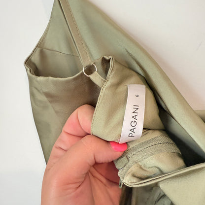 PAGANI Dress Sage Green Satin Slip - Size 6