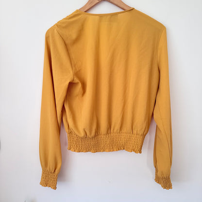 Decjuba Size S Mustard Yellow Wrap Top