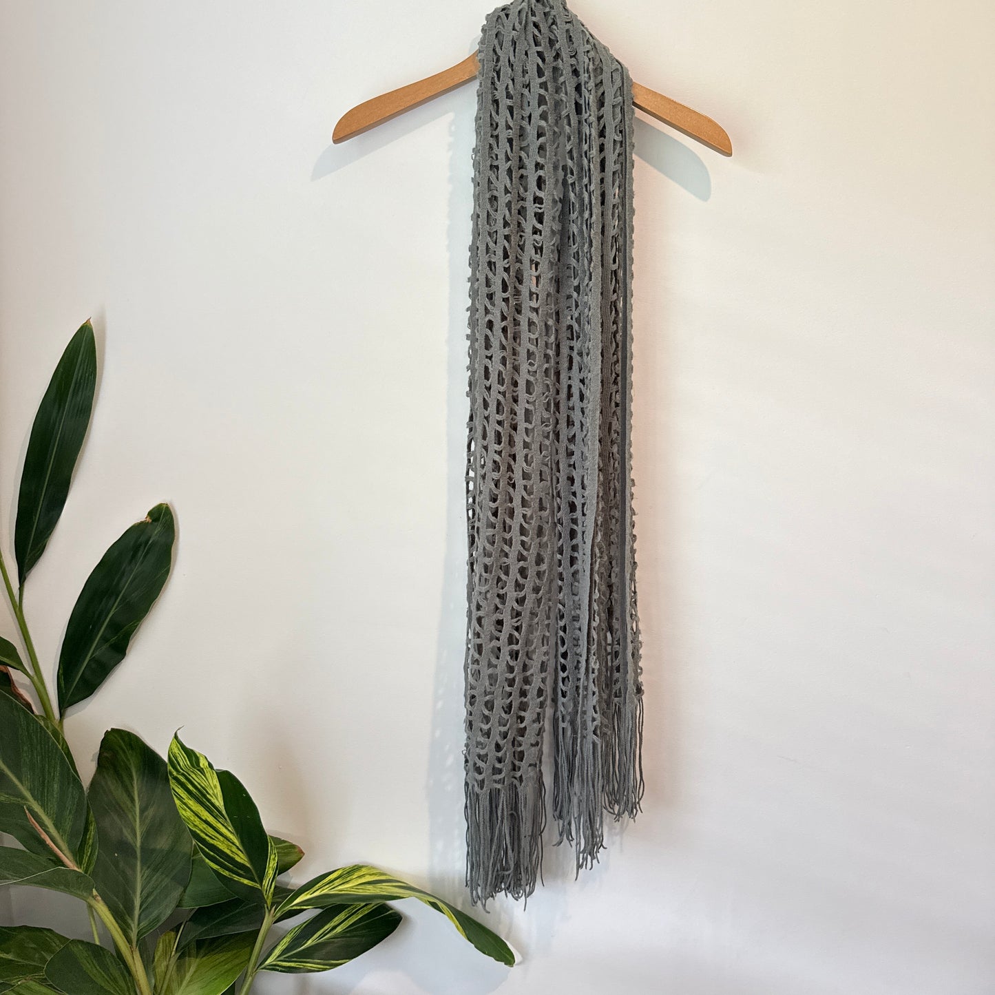 dotti Scarf Grey Crochet Fringe