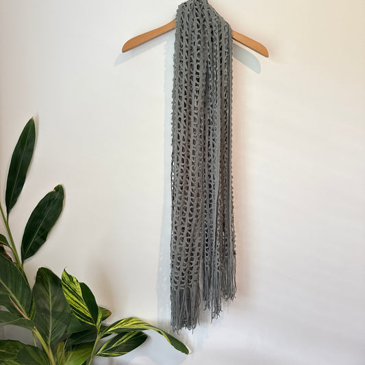 dotti Scarf Grey Crochet Fringe